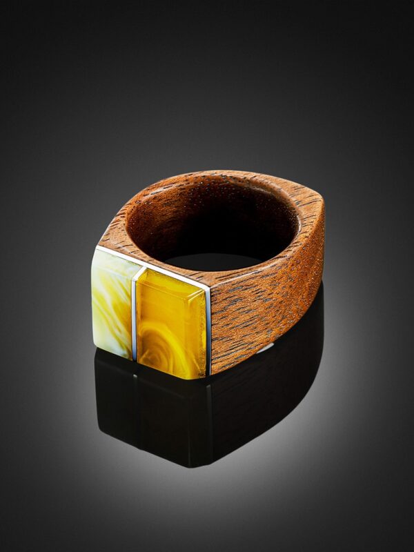 Wooden Amber Ring