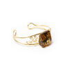 Gold Plated Adjustable Bracelet with Amber Stone