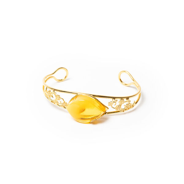 027A5276.jpg Gold Plated Adjustable Bracelet with Amber Stone