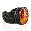 33_21.jpg Leather and Natural Amber Ring "Nefertiti"
