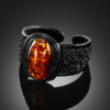 33_31.jpg Leather and Natural Amber Ring "Nefertiti"
