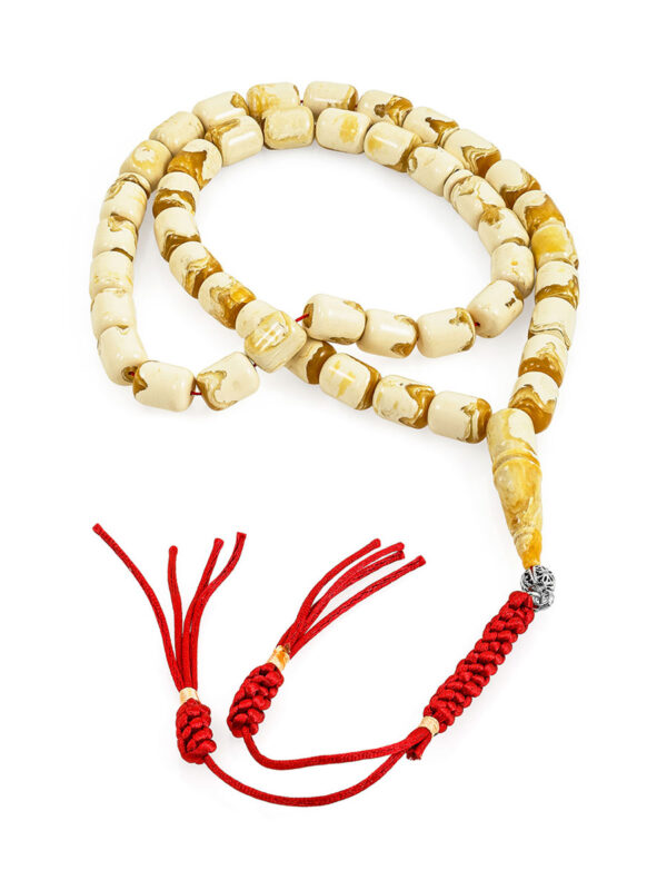 40_2.jpg Ivory Pressed Amber Misbah 30g 45Beads 10X8mm