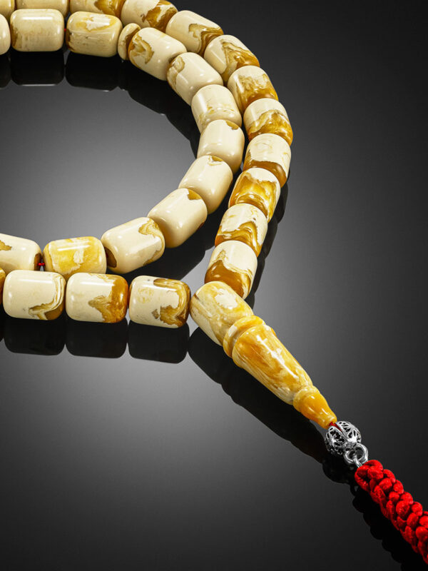 40_3.jpg Ivory Pressed Amber Misbah 30g 45Beads 10X8mm