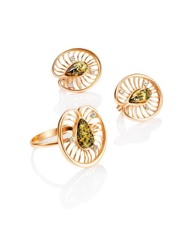 531.jpg Green Amber Ring "Amelia"