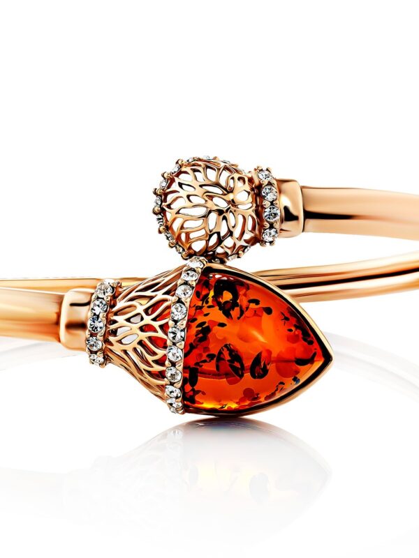 BAN2.jpg Vibrant Snake Amber and Cubic Zirconia Bangle