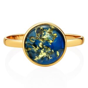 BLUE2.jpg A Laconic Sorbonne Ring with Bright Blue Amber