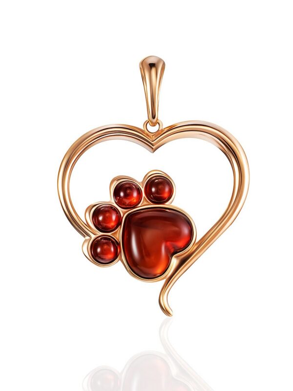 HEART-1.jpg Delicate Heart Cherry Amber "Paws