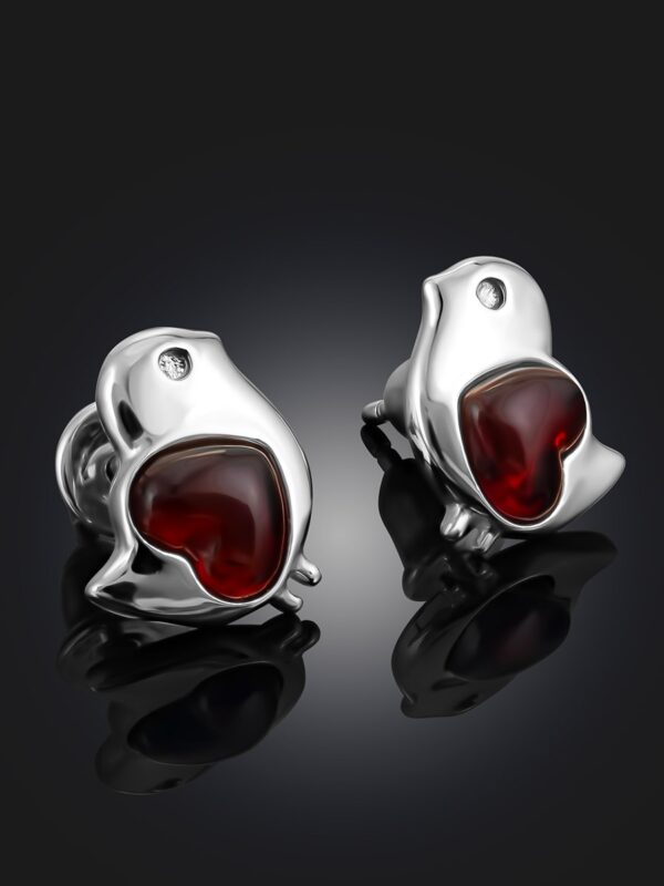 IMG_9781_kopiya_21.jpg Small Stud Earrings "Bird" with Cherry Amber