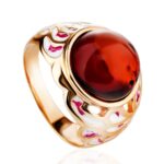 Amber and Enamel Ring