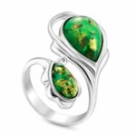 Bright  Ring made of Green Amber