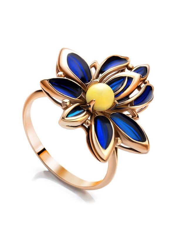 RBLUE4.jpg Natural Amber and Verona Enamel Ring