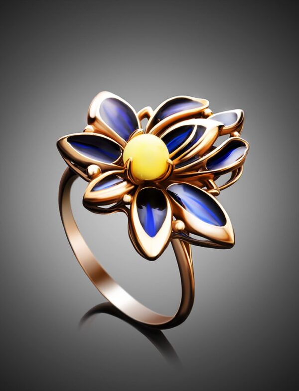 RBLUE5.jpg Natural Amber and Verona Enamel Ring