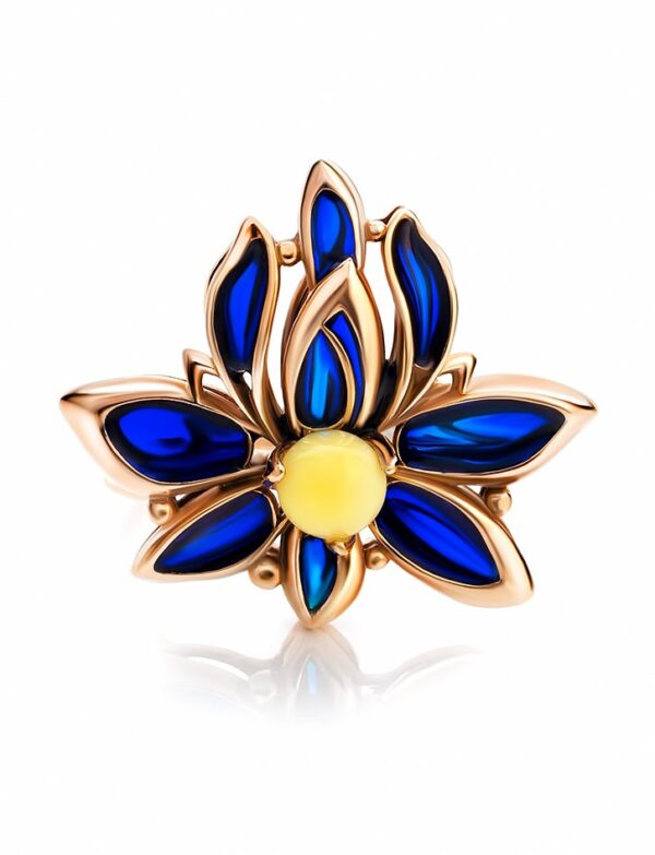 RBLUE6.jpg Natural Amber and Verona Enamel Ring