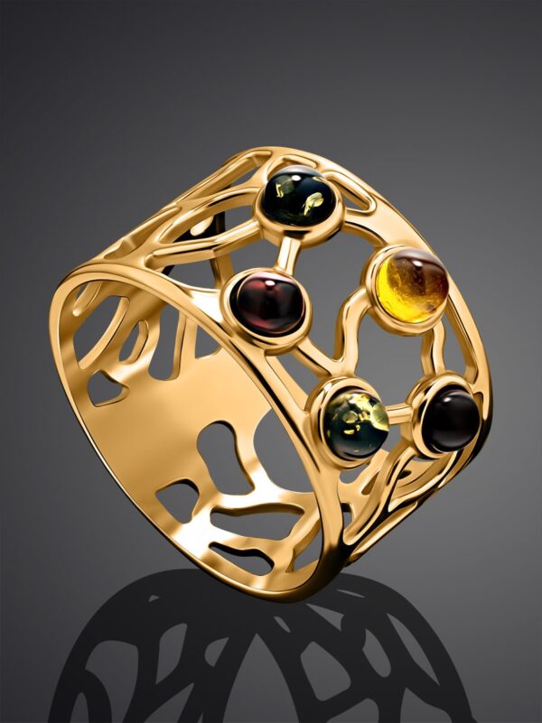 Multi-colored Amber Ring