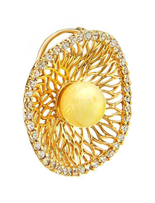 SHELLLL.jpeg Zircon&Honey Amber Ring
