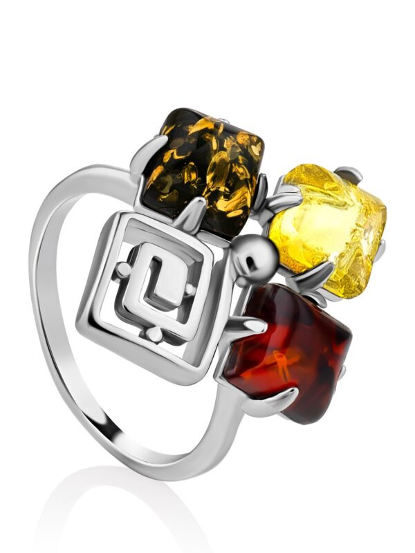 SILVER1.jpg "Vernissage" Ring with Amber in three colors.