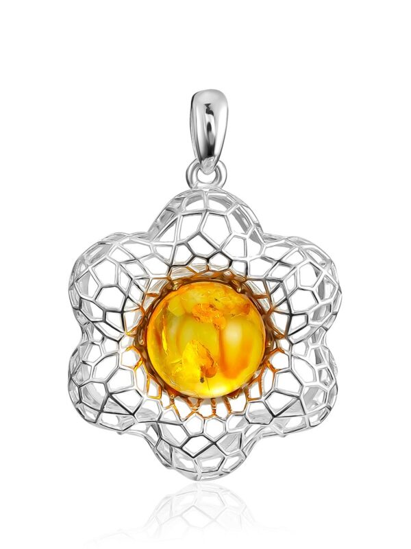 SUN1.jpg Pendant with Natural Golden Amber "Physalis"