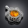 SUN2.jpg Pendant with Natural Golden Amber "Physalis"