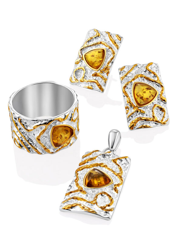 Wide Ring with Amber