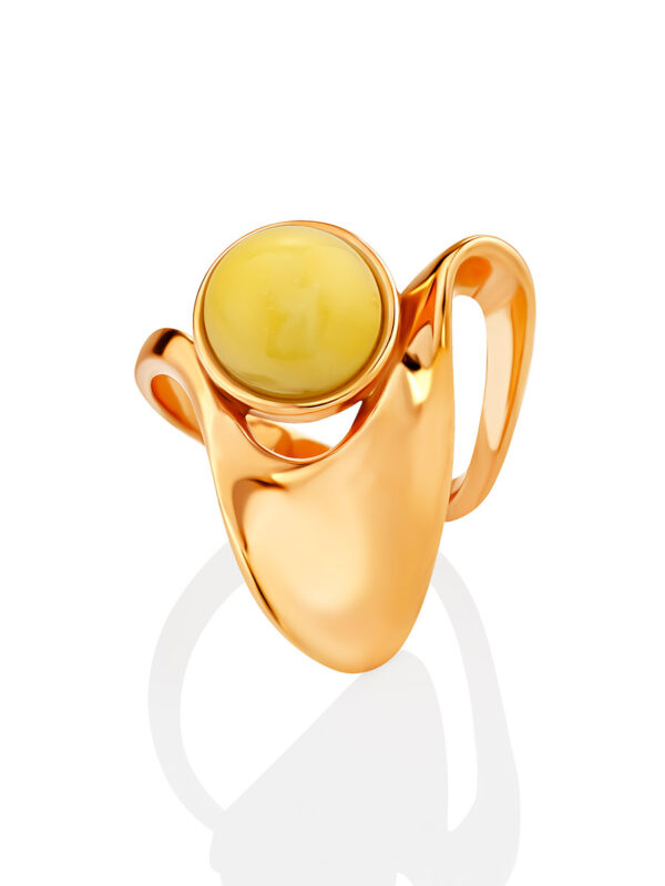 Volumetric-gold-plated-ring-with-honey-colored-amber-2.jpeg Volumetric Ring with Honey-Colored Amber