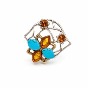 amtur3.jpeg Azure Blossom Amber & Turquoise Ring