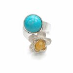 Amber and Turquoise Stone Ring