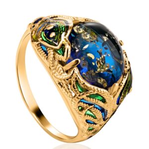 blue12.jpg Luxurious Ring with Blue Amber "Peacock"