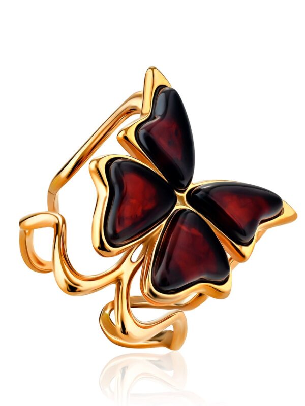 Cherry Amber Butterfly Ring