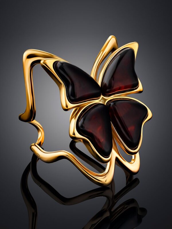 Cherry Amber Butterfly Ring