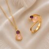 deo.jpeg Blush Quartz&Amethyst Ring