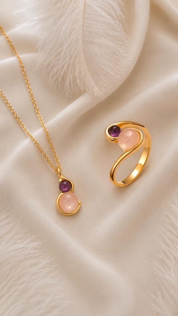 deo.jpeg Blush Quartz&Amethyst Ring