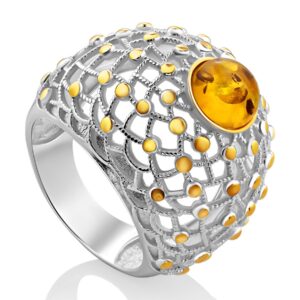 effektnoe_obyemnoe_koltso_pautinka_iz_serebra_i_naturalnogo_yantarya1.jpg Volumetric Natural Amber Ring