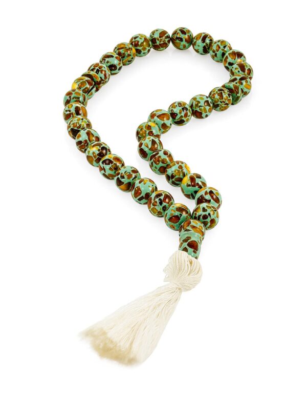 green-tas1.jpg Mosaic Amber Misbah 45g 33 Beads 13mm