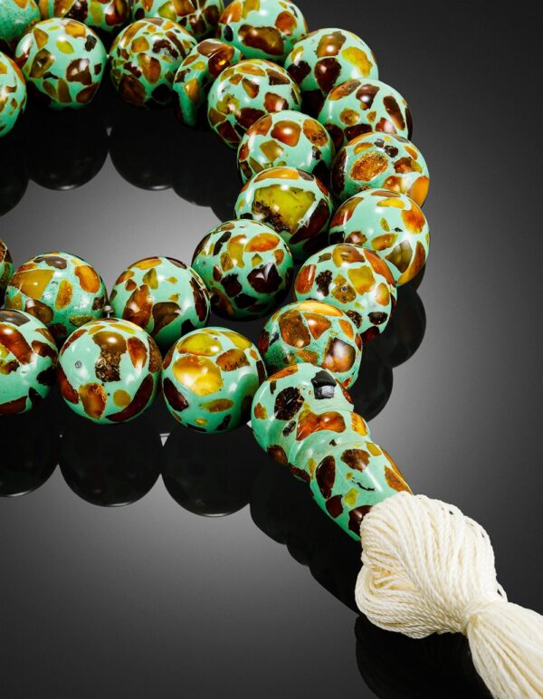 green-tas3.jpg Mosaic Amber Misbah 45g 33 Beads 13mm