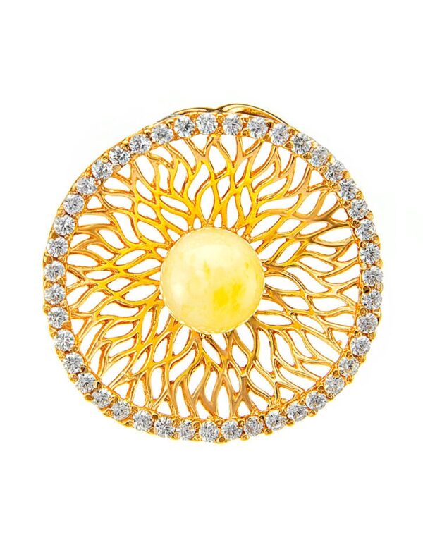 Exquisite Pendant with Crystals and Amber