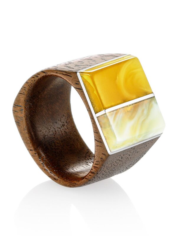 Wooden Amber Ring