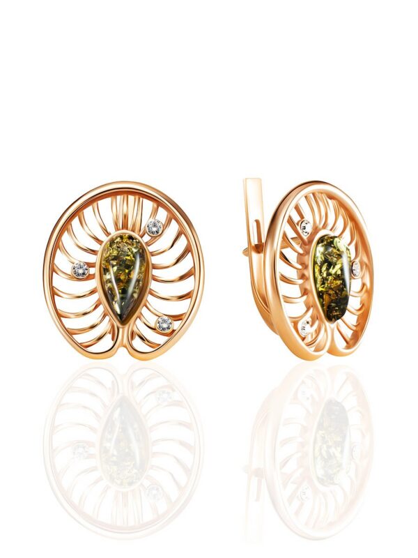Green Amber Earrings