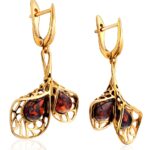 Cherry-colored Amber Earrings