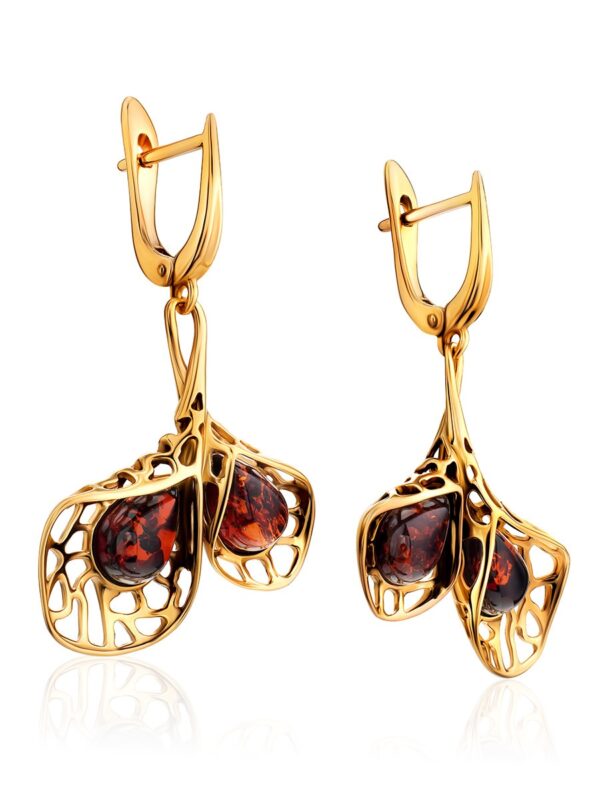 red10.jpg Cherry-colored Amber Earrings