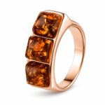 Ring with three inserts of Sparkling Amber Mosaic