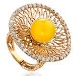 Zircon&Honey Amber Ring