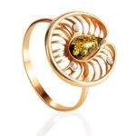 Green Amber Ring "Amelia"